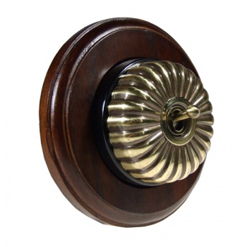 1 Gang Intermediate Dark Oak, Fluted Dome Period Switch